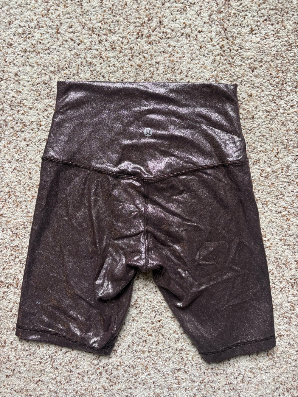 lululemon athletica Metallic Chocolate Brown Bike Shorts